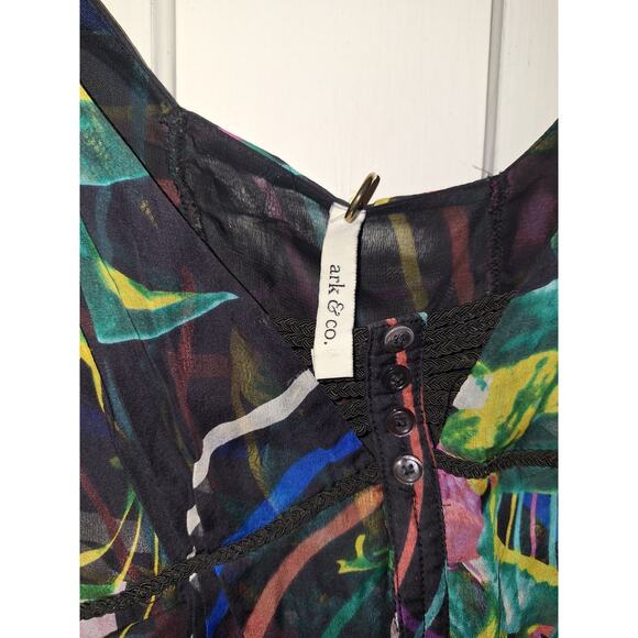 Ark and Co. 100% Silk Women's Size Medium  Blouse Top Flowy Artsy Whimsygoth - Picture 3 of 5